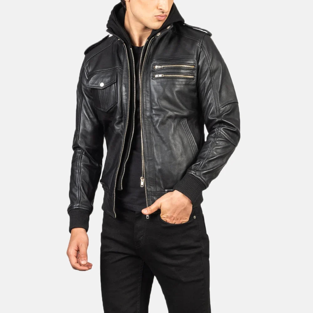 Leather Bomber Jacke