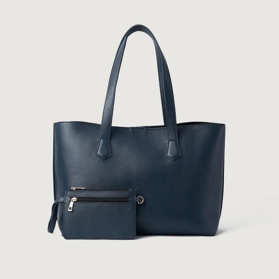 The Bianca Blue Leather Tote Bag: