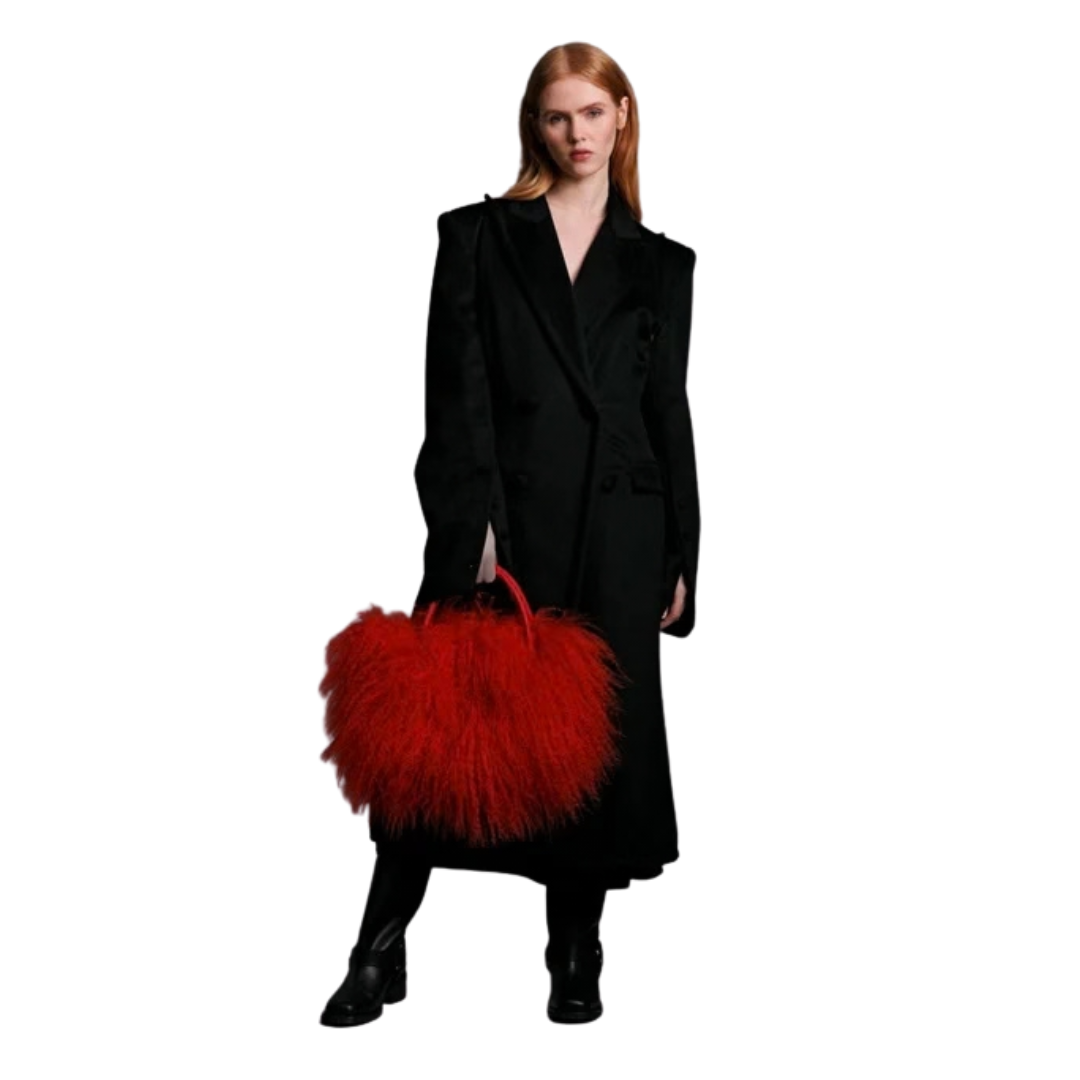 Red Mongolian Lamb Fur Handbag