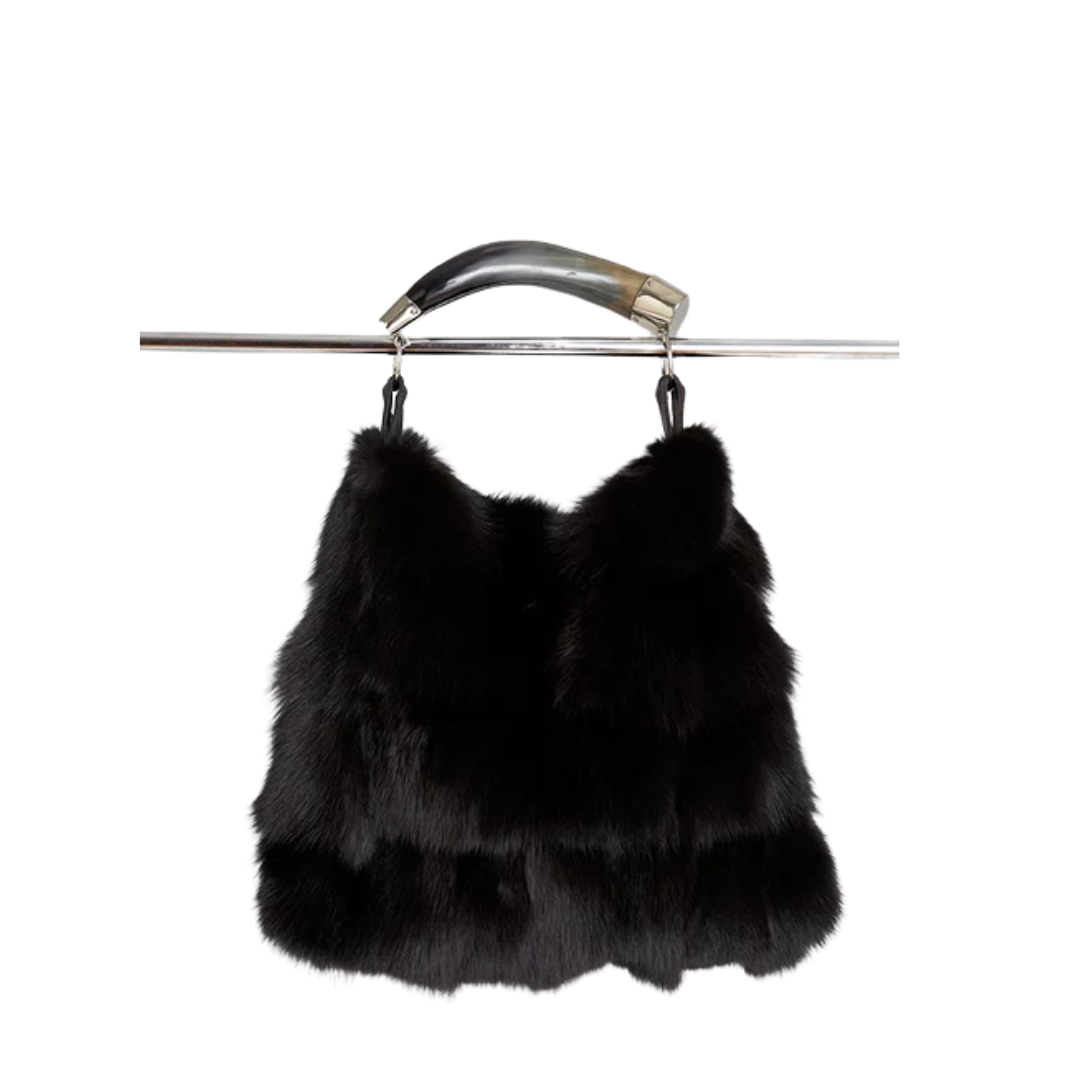 Austin Black Fox Fur Bag