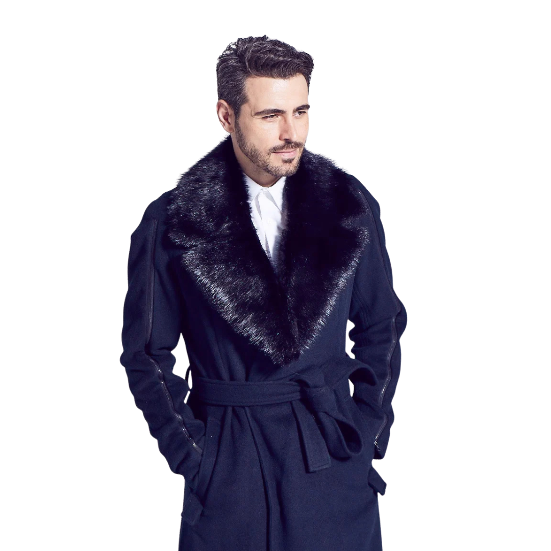 Men’s Notched Muskrat Fur Collar