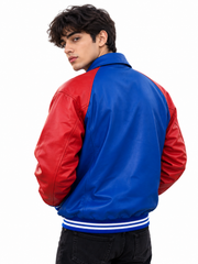 Men’s Blue & Red Basketball Varsity Jacket – Custom Design Available