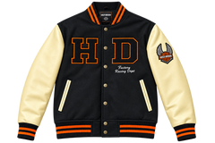 Men’s Black & Cream Varsity Jacket – HD Letterman Bomber Jacket