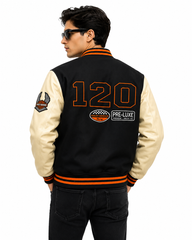 Men’s Black & Cream Varsity Jacket – HD Letterman Bomber Jacket