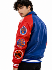 Men’s Blue & Red Basketball Varsity Jacket – Custom Design Available