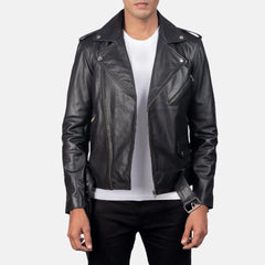 Men's Alley Black Leather Biker Jacket