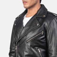 Men's Alley Black Leather Biker Jacket