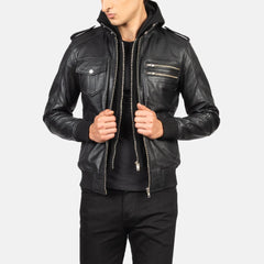Men's Hooded Leather Jacket