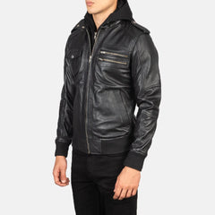 Men's Hooded Leather Jacket