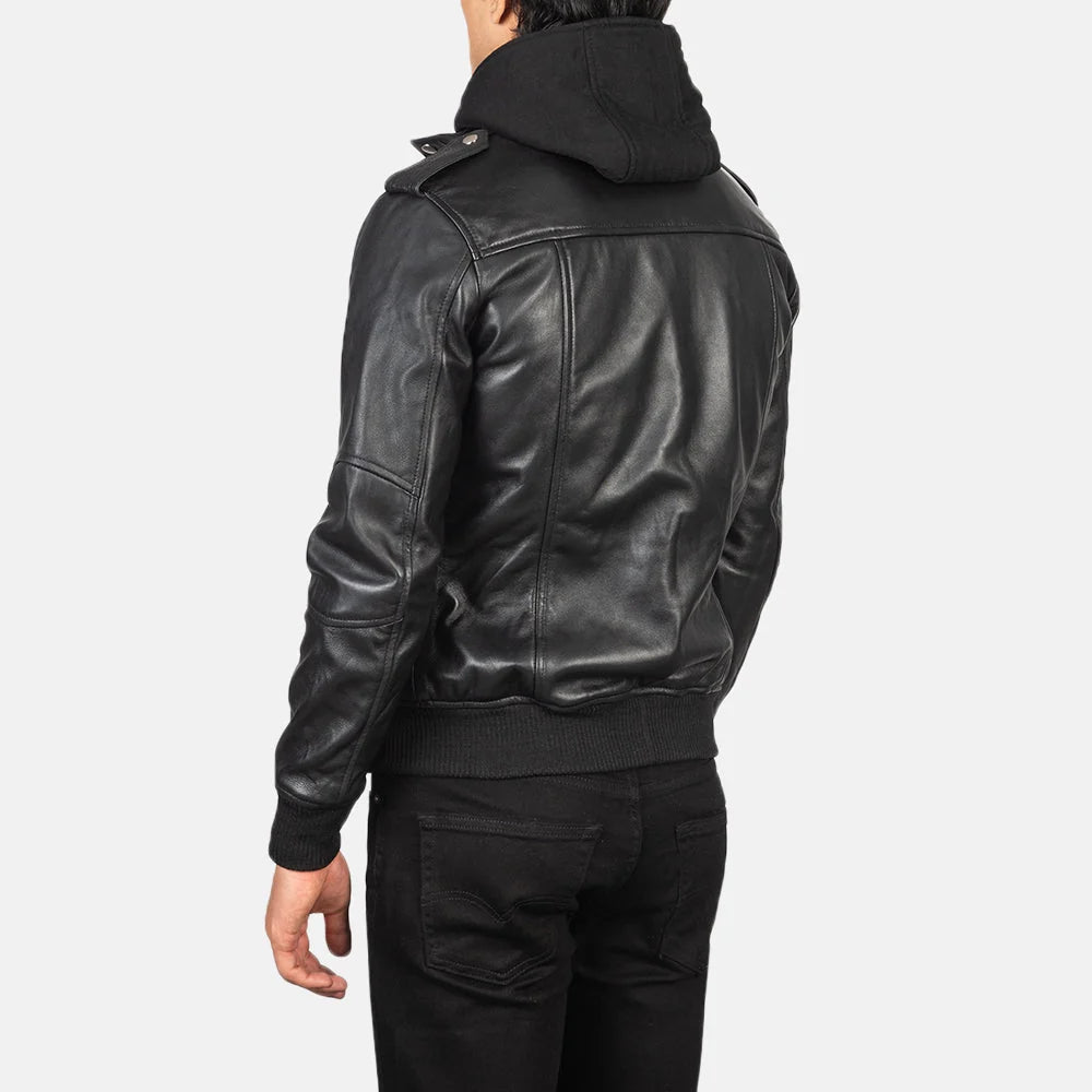 Men's Hooded Leather Jacket
