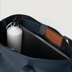 Blue Leather Tote Bag
