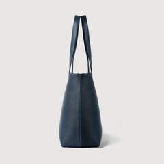 Blue Leather Tote Bag