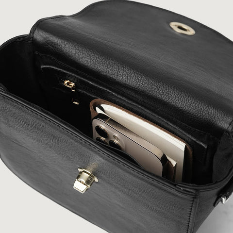Black Leather Saddle Bag
