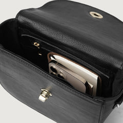 Black Leather Saddle Bag