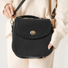 Black Leather Saddle Bag