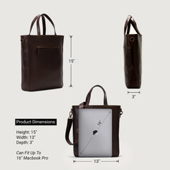 Vintage Brown Leather Tote Bag –