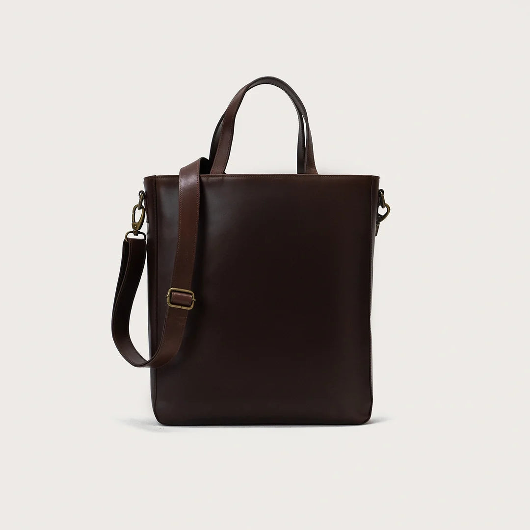 Vintage Brown Leather Tote Bag –