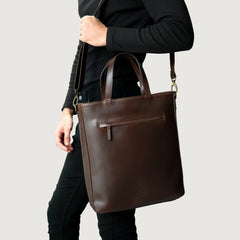 Vintage Brown Leather Tote Bag –
