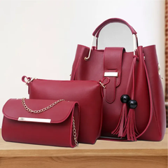 3Pcs PU Leather Ladies Handbags