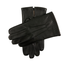 Three-Point Cashmere-Lined Leather Gloves