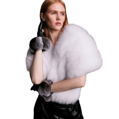Mabel White Fox Fur Shawl
