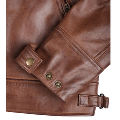 Men's Cognac Cafe Racer Leather Jacket