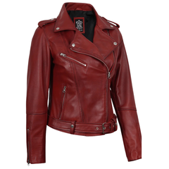 Red Belted Biker Style Jacket