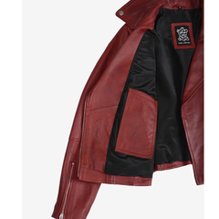 Red Belted Biker Style Jacket
