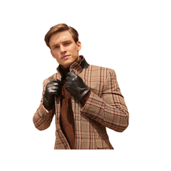 Three-Point Cashmere-Lined Leather Gloves