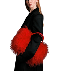Red Mongolian Lamb Fur Handbag