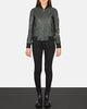 Green Leather Bomber Jacket