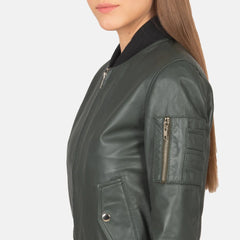 Green Leather Bomber Jacket