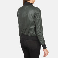 Green Leather Bomber Jacket