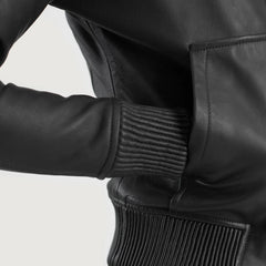 Hooded Leather Bomber Jacket